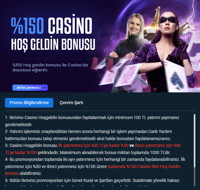 Betvino Casino Hoşgeldin Bonusu